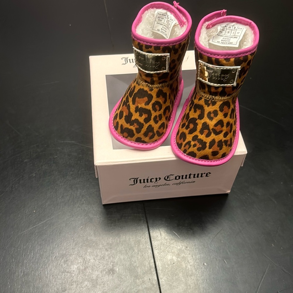 Juicy Couture Baby Leopard Booties size 3-6 months